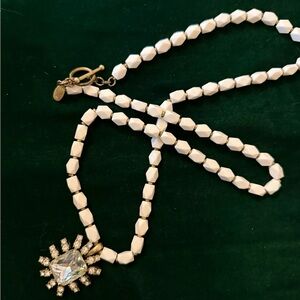 Ann Taylor 18” Art Deco Rhinestone Sun Pendant Beautiful